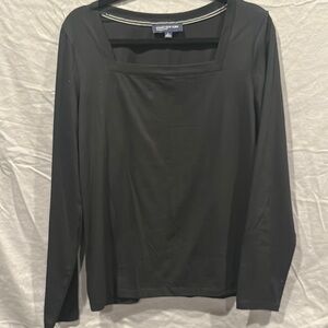 Jones New York Black Square Neck Blouse